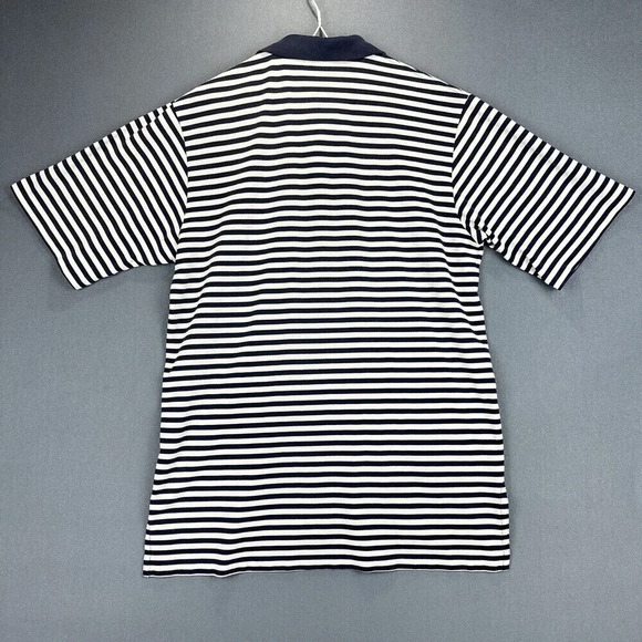 Ralph Lauren Polo Shirt Mens Large Navy Striped Shield Short Sleeve Fine Cotton - Picture 6 of 14